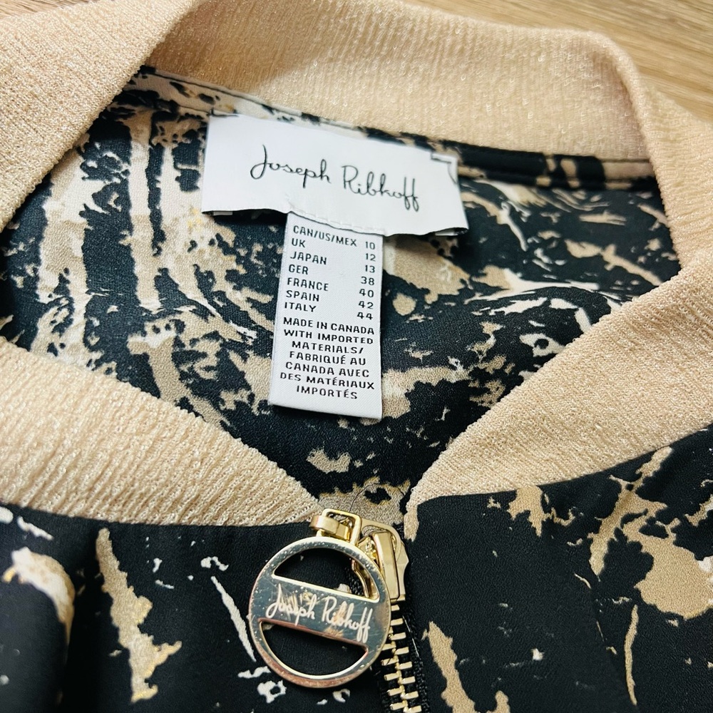 Joseph Ribkoff Black and Cream Bomber Jacket - Picture 4 of 6